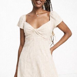 Abercrombie & Fitch Oatmeal Linen Mini Dress (006)